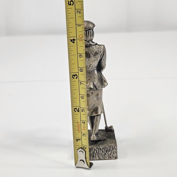Vintage Female Golfer Statue Mini Statue Cast Metal Pewter Paperweight 4" - Picture 6 of 7